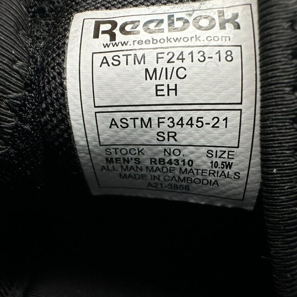 Reebok Men's Fushion Flexweave Safety Work‎ Sneaker Shoe, Size 10.5W, Black/Grey - Picture 14 of 16